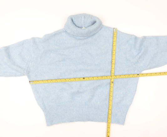 Zara Women Blue Roll Neck Long Sleeve Knit Jumper Size S