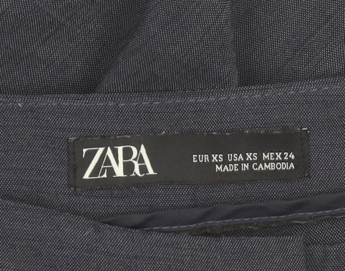 Zara Women Blue XS Slim Fit Trousers with Ruffle Pockets