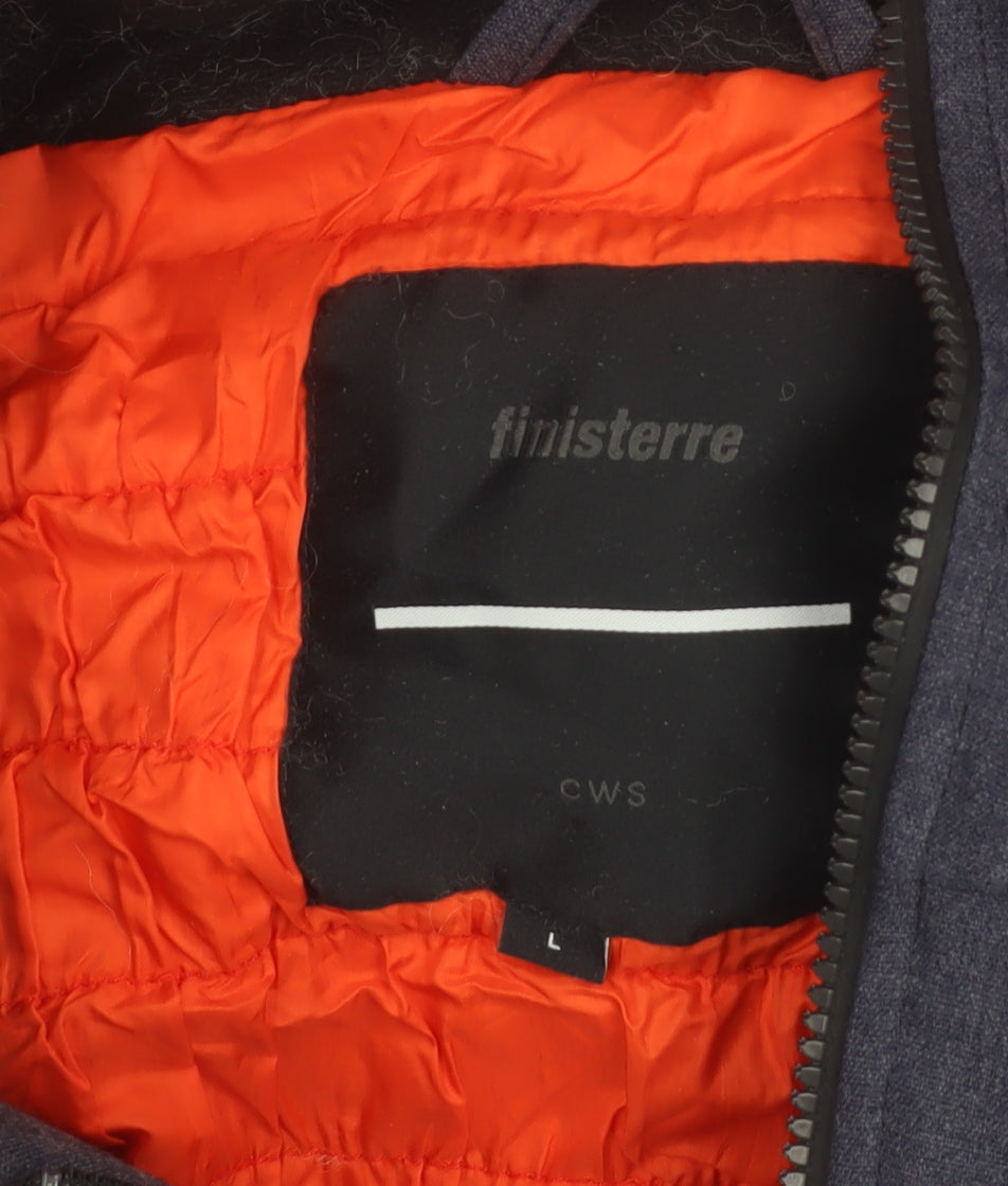 Finisterre Men's Blue Hooded Parka Jacket L Waterproof Lined Outdoor