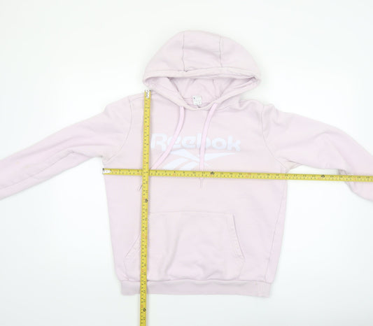 Reebok Women Pink Pullover Hoodie Small Cotton Logo Casual