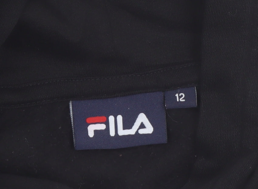 Additional view of Fila boys’ black & white full zip hoodie age 12 logo hooded sweatshirt