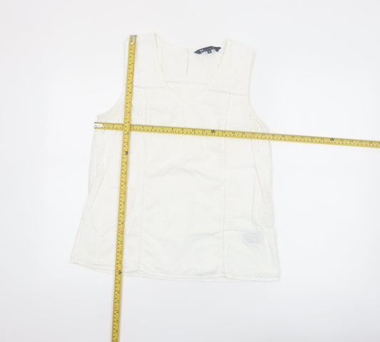 Crew Clothing Company Women's White Cotton Sleeveless Blouse Size 12