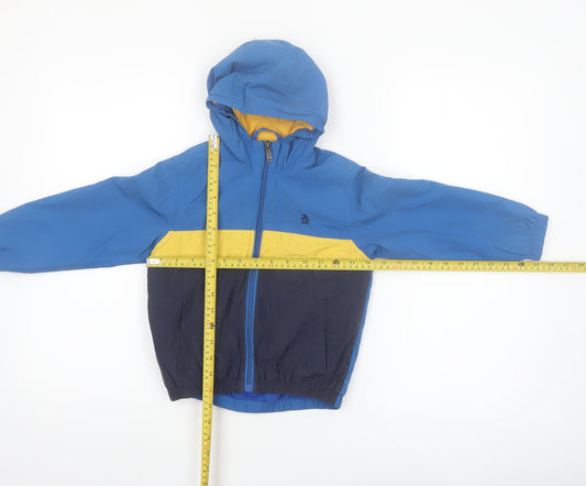 Original Penguin Boys Blue Colourblock Hooded Windbreaker Jacket 4-5 Years