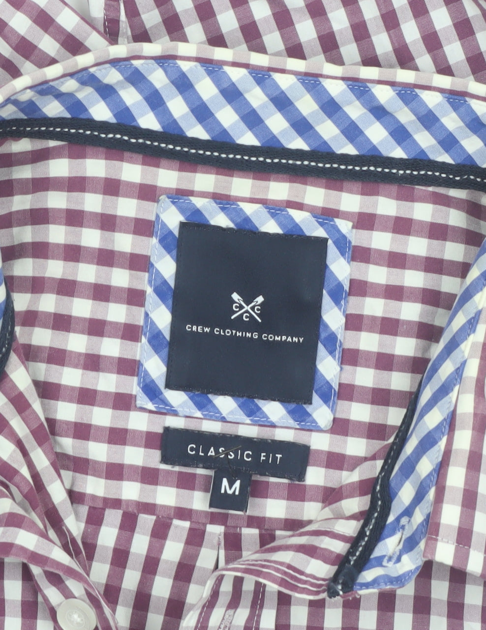 Crew Clothing Company Men's Red Check Classic Fit Long Sleeve Button-Up Shirt M
