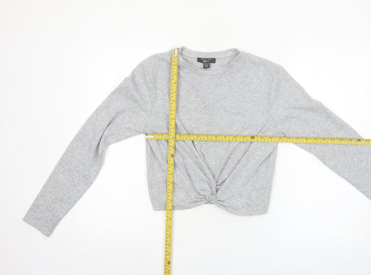 New Look Girls Grey Cropped Twist Front Long Sleeve Top 14-15 Years