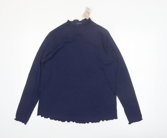Esmara Womens Blue Mock Neck Long Sleeve Basic Top Size 16/18