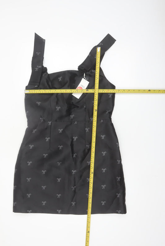 Marks and Spencer Women's Black Size 14 Shift Dress with Bow Accent