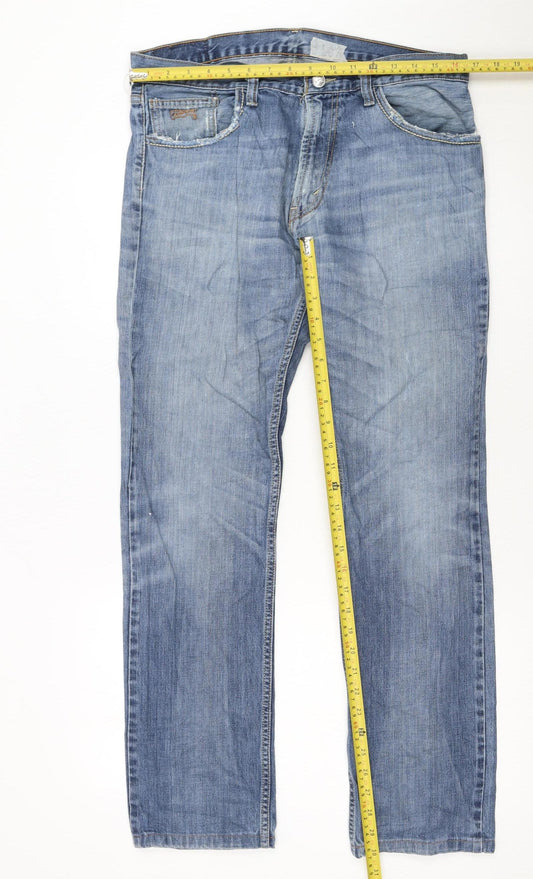 Levi Strauss & Co Men's Blue 34x34 Regular Fit Straight Denim Jeans