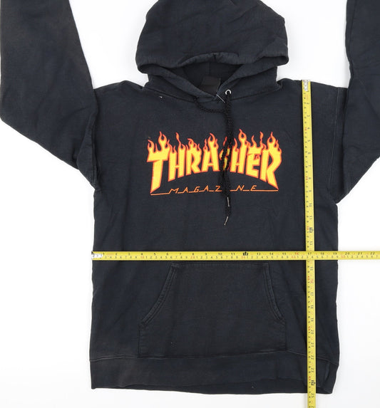 Thrasher Women Black Small Pullover Hoodie Flame Logo Skate Style