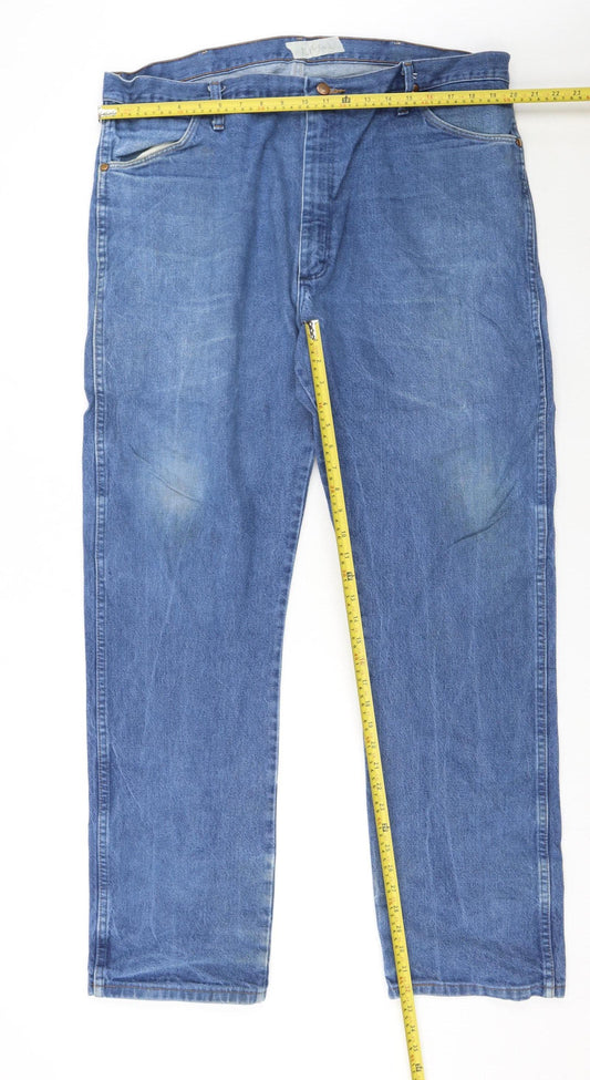 Wrangler Men's Blue 42x34 Straight Fit Denim Jeans