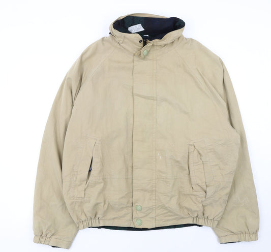 Nautica Men's Beige Windbreaker Jacket XL Hooded Lined Twill
