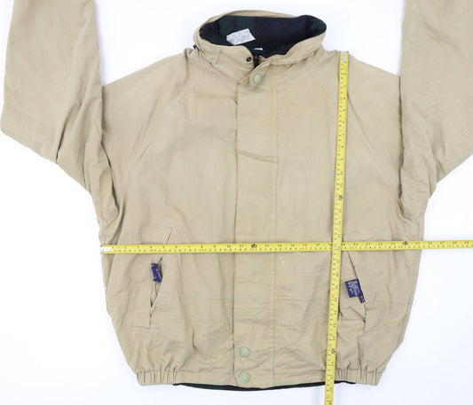Nautica Men's Beige Windbreaker Jacket XL Hooded Lined Twill