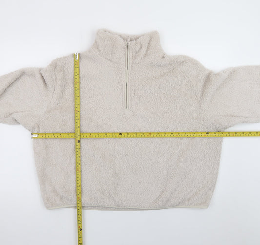 H&M Womens Beige Half Zip Fleece Sweatshirt Size M