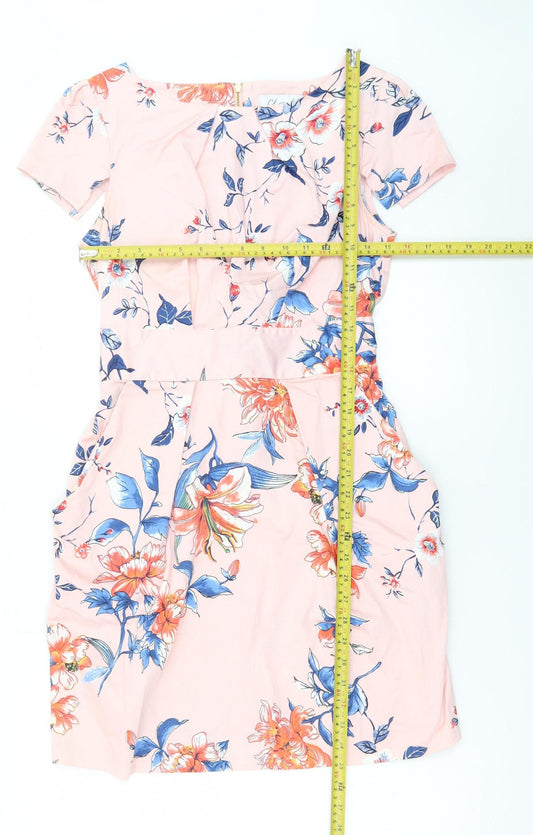 Closet London Women’s Pink Floral Fit & Flare Dress Size 14