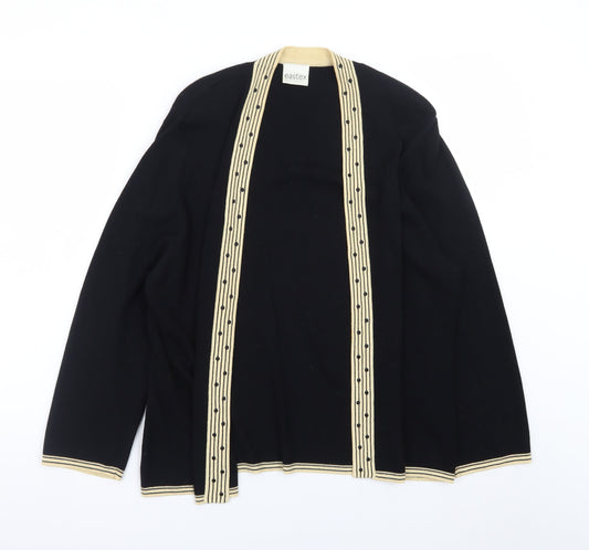 Eastex Women Black Beige Open Cardigan Size 16 Viscose Blend
