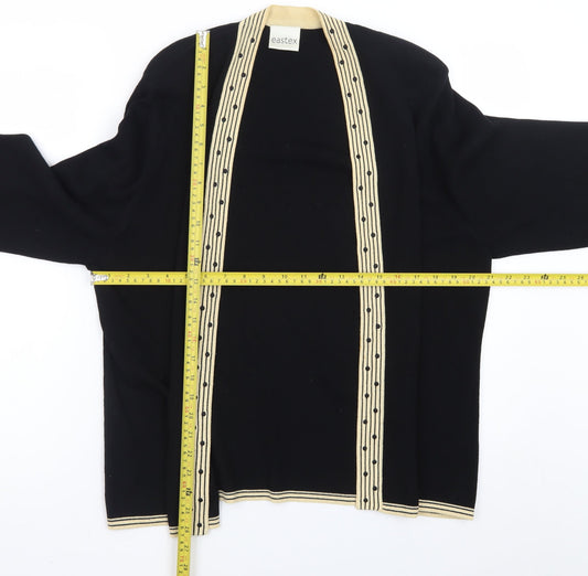Eastex Women Black Beige Open Cardigan Size 16 Viscose Blend