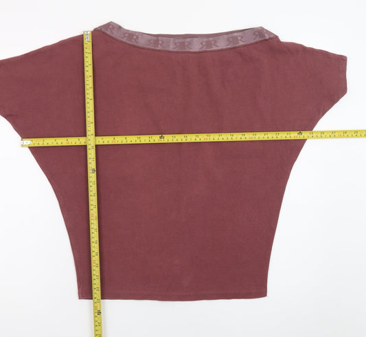 River Island Women Brown Size 8 Boat Neck Jersey T-Shirt