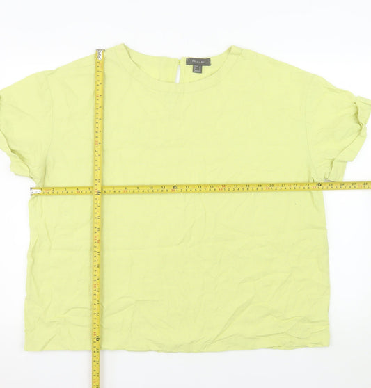 Primark Womens Yellow Linen Blend Short Sleeve Blouse Size 16
