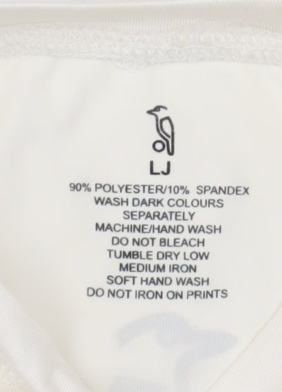 Brand and care label for Original Penguin boys’ ivory long sleeve athletic top, size 10-11y lightweight stretch