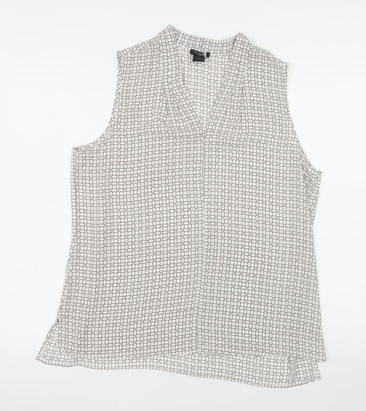 Ann Taylor Petite Women's Grey Sleeveless V-Neck Blouse Size L