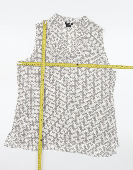 Ann Taylor Petite Women's Grey Sleeveless V-Neck Blouse Size L