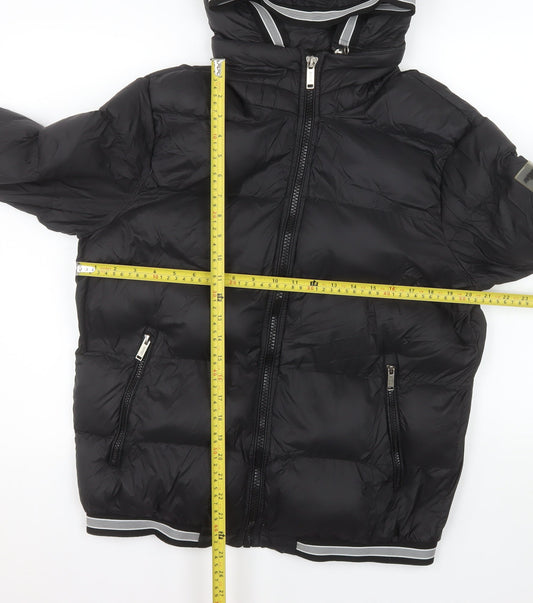 Avenzi Roma Men's Black L Puffer Jacket Hooded Nylon Winter Coat