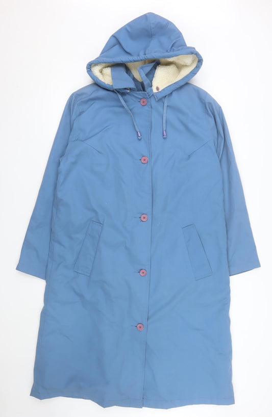 Classics Women Blue Hooded Long Parka Coat Size 12