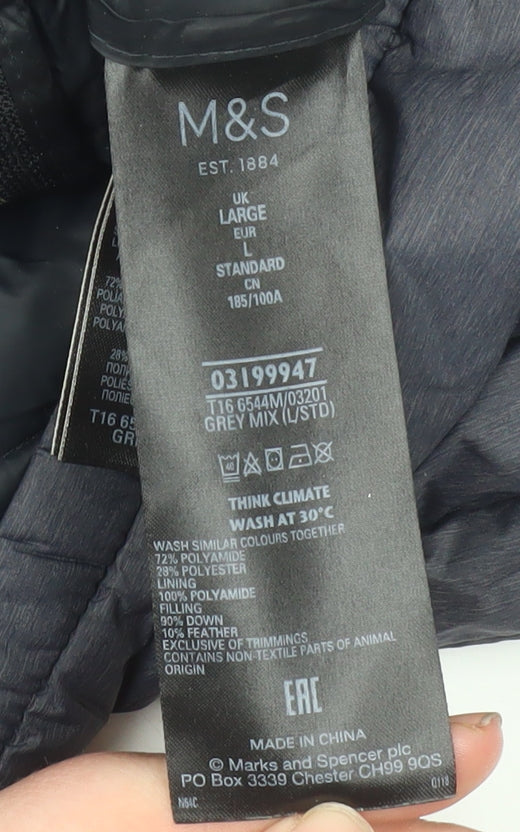 Marks and Spencer Men's Grey Padded Down Bodywarmer Waistcoat L