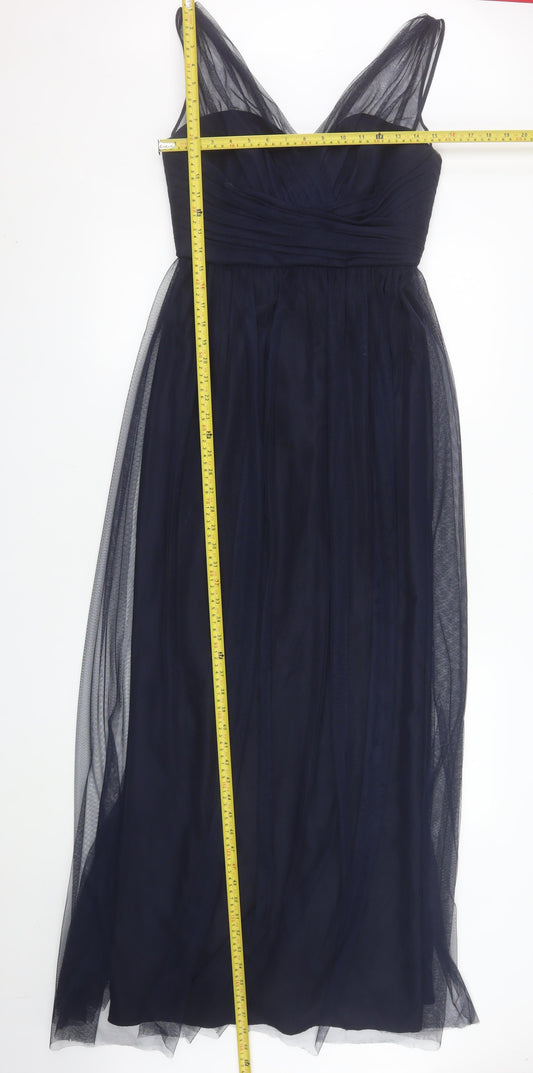 Amsale Women Blue Size 10 Fit & Flare Chiffon Midi Dress