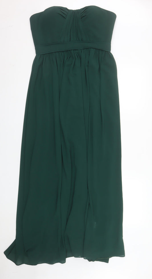 Jarlo Women Green Strapless Maxi Dress Size 14 Formal Chiffon