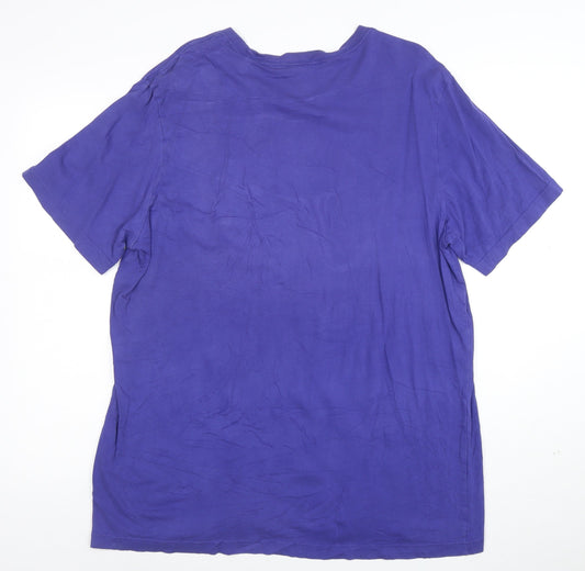 adidas Men's Purple XL Cotton Crew Neck Graphic Sports T-Shirt