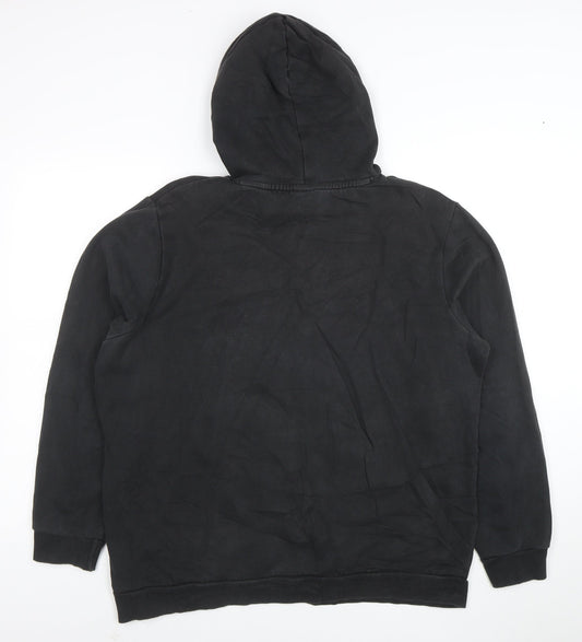 Puma Womens Black Pullover Hoodie L Cotton Blend Logo Sweatshirt