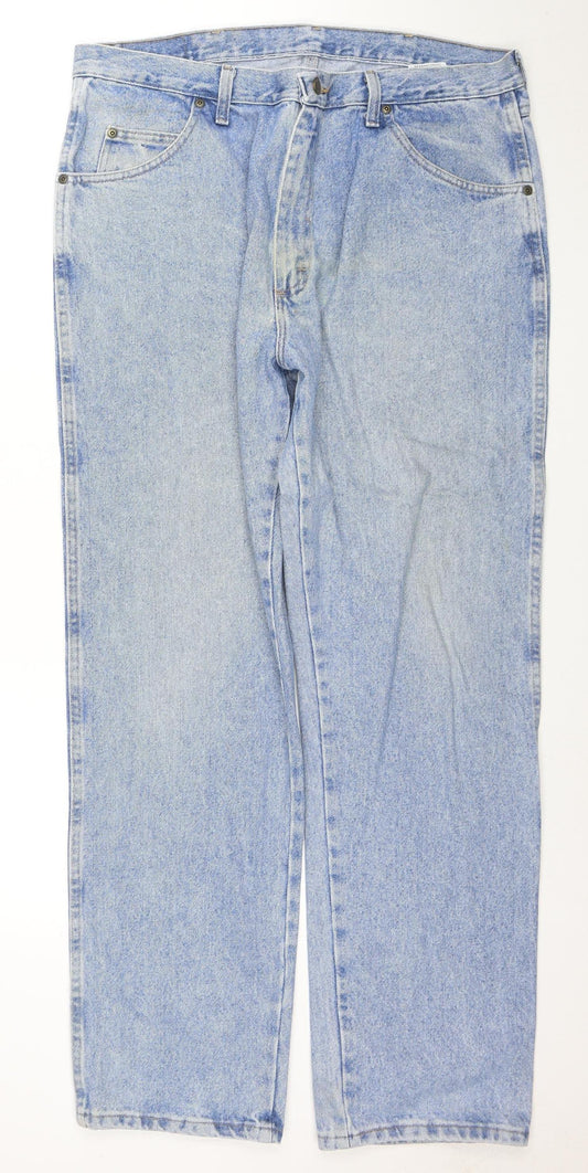 Wrangler Men’s Blue Regular Fit Straight Denim Jeans 38x32