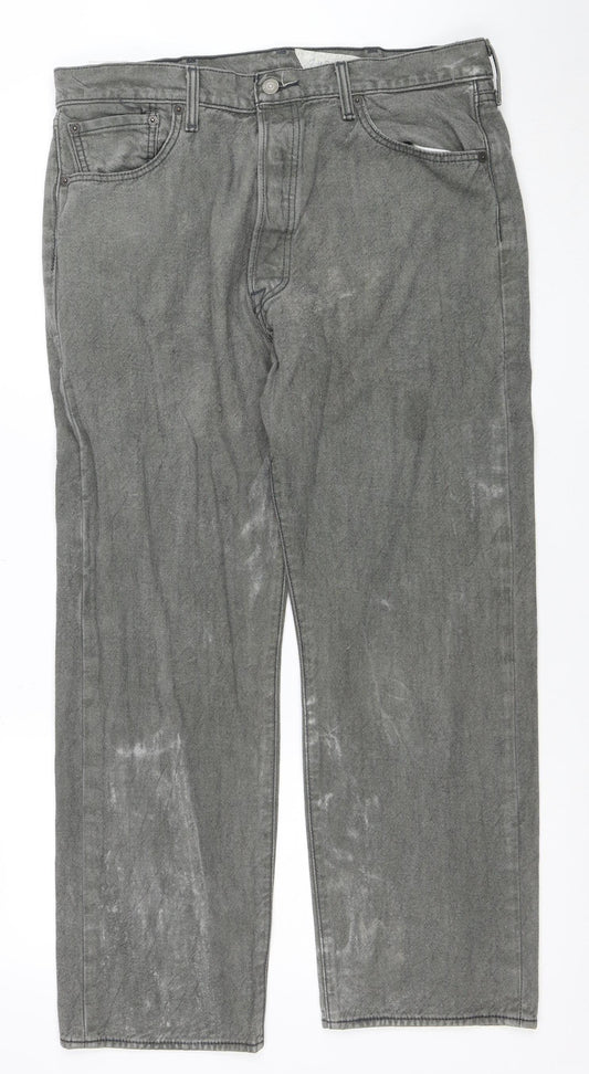 Levi's 501 Men's Grey Straight Jeans W38 L30 Classic Mid Rise Denim