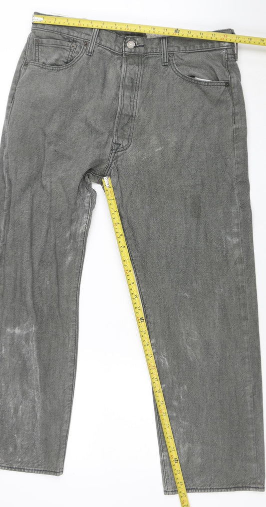 Levi's 501 Men's Grey Straight Jeans W38 L30 Classic Mid Rise Denim