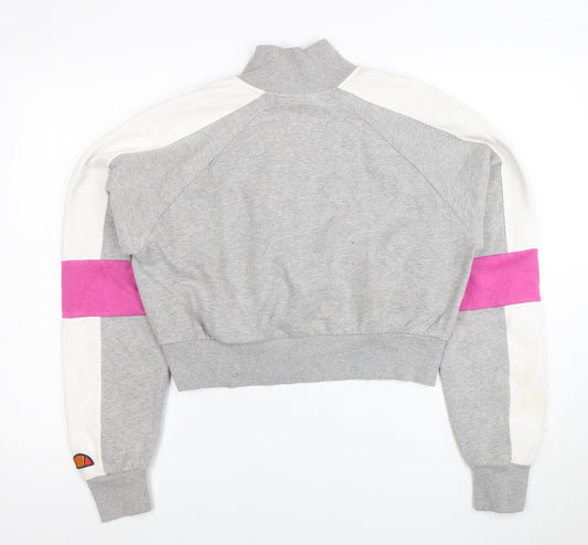 Ellesse Women's Grey Colourblock 1/2 Zip Sweatshirt UK 12