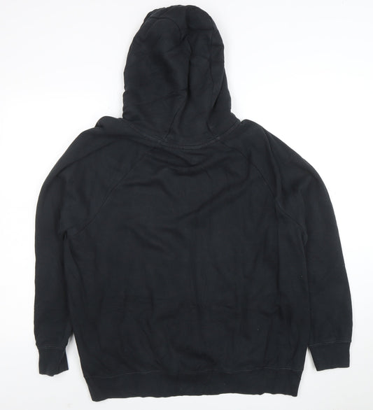 Nike Womens Black Pullover Hoodie 1X Relaxed Fit Fleece Sweatshirt