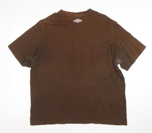 Umbro Men's Brown Graphic Logo T-Shirt 2XL Sports Style