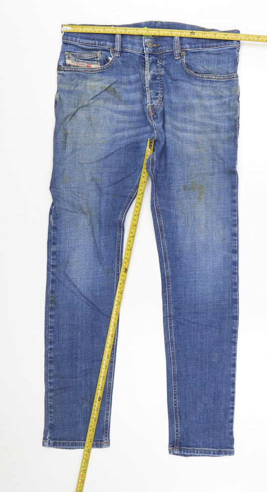 Diesel Men Blue Slim Straight Jeans Size 30 Medium Wash Denim