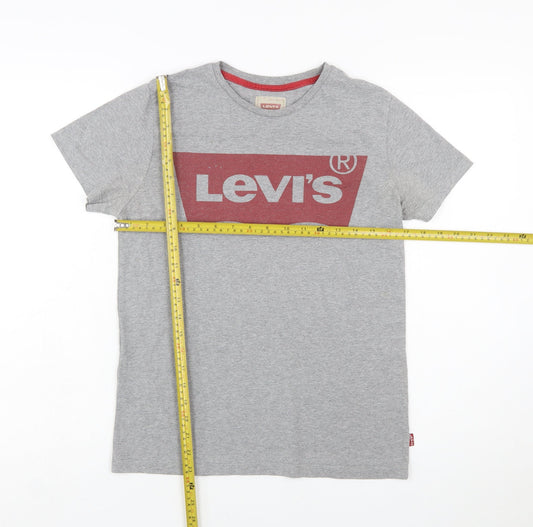 Levi's Boys Grey Logo Short Sleeve Cotton T-Shirt Size 14 Years