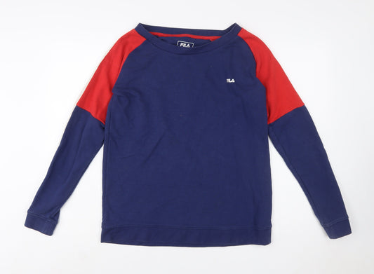 Additional front view of Fila women’s navy & red raglan sweatshirt, size L, cotton blend