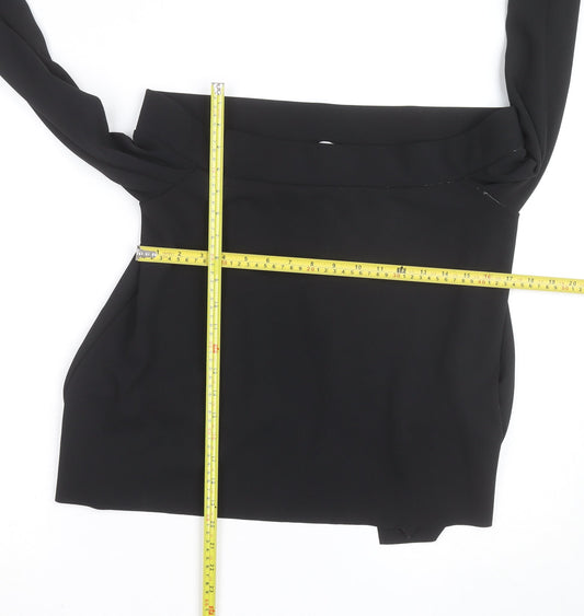 Zara Womens Black Off Shoulder Long Sleeve Basic Blouse Size 12