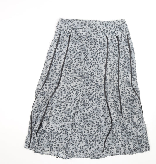Additional front view of Dunnes women’s grey animal print midi a-line skirt, size UK 8