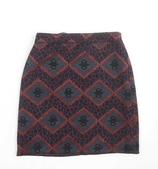 Additional front view of Dunnes Women’s Multicoloured, size UK 8, Geometric Knit Pencil Skirt