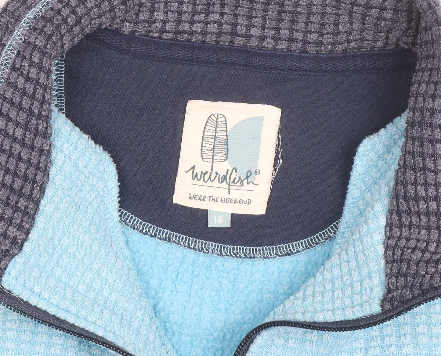 Weird Fish Women's Blue Size 18 1/4 Zip Fleece Active Jacket
