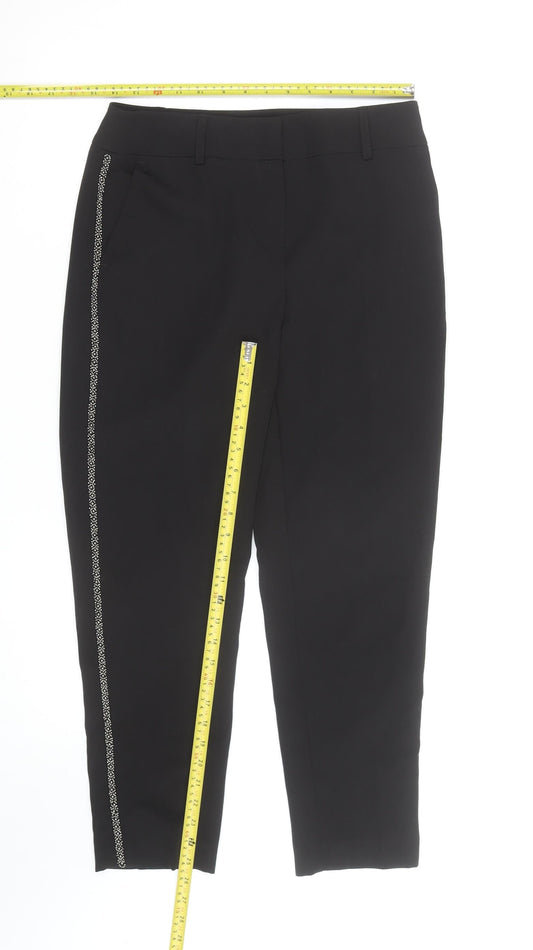 Dorothy Perkins Women’s Black Beaded Trim Ankle Trousers Size 8 Slim Fit