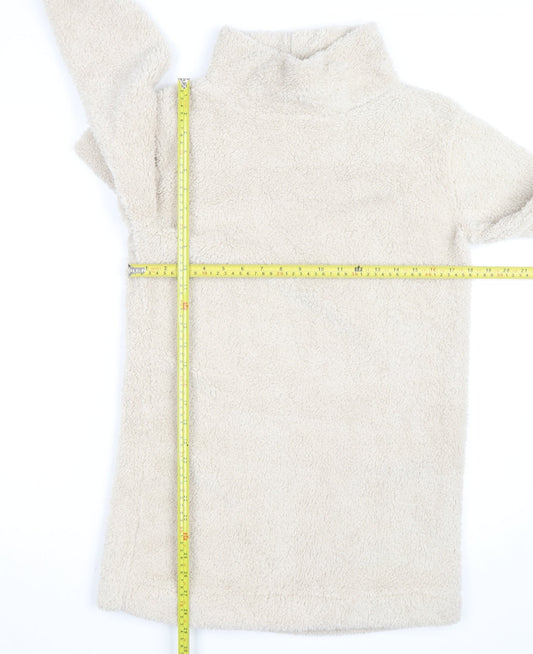 Missguided Women Beige Fleece Roll Neck Long Sleeve Pullover Jumper UK 6