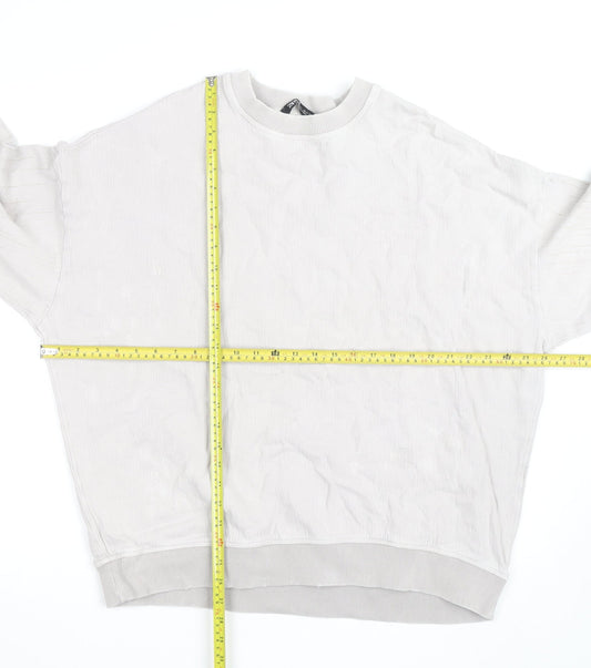 Zara Women Beige Pullover Sweatshirt Size L Relaxed Fit Cotton Blend