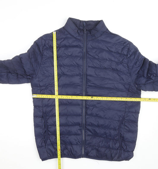 Fila Men's Blue Puffer Jacket L/42in Quilted Lightweight Zip Coat