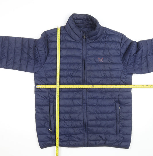 Crew Clothing Men’s Blue Puffer Jacket L Regular Fit Nylon